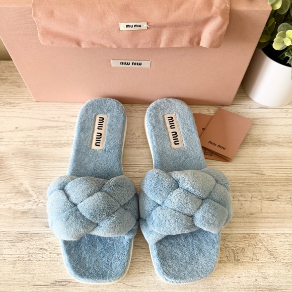 New Miu Miu Calzature Donna terry cloth slide sandals size 39, US 9 - Picture 1 of 10